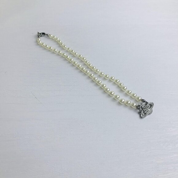 NWT Vivienne westwood Silver Orb Pearl Choker Necklace - Picture 5 of 13